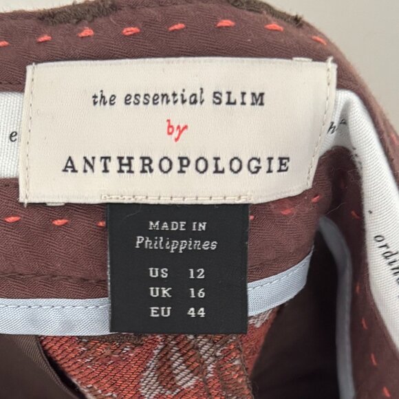 Anthropologie brown floral essential slim pants (size 12) - Picture 5 of 5